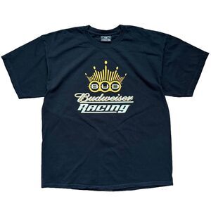 Vintage Y2K Budweiser Racing Steve & Barry's T-Shirt Mens Size XL Black Tee